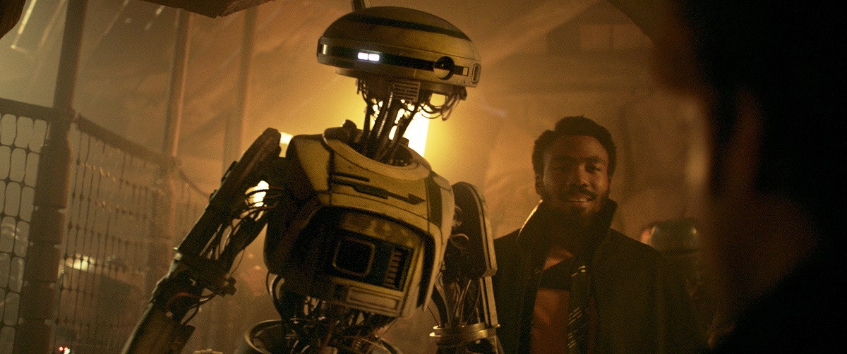 Donald Glover is Lando Calrissian and Phoebe Waller-Bridge is L3-37 in SOLO: A STAR WARS STORY.
